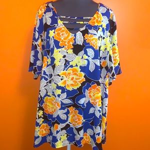 26/28 Blue and Orange Floral Blouse